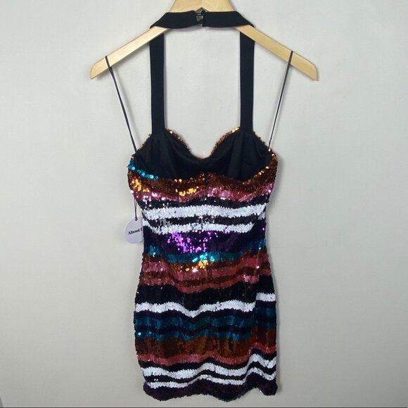NWT Revolve About Us Zoey Sequin Striped Mini Dress Size Small New With Tags S - Picture 9 of 10
